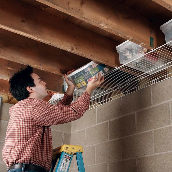 Joist space storage wire shelves