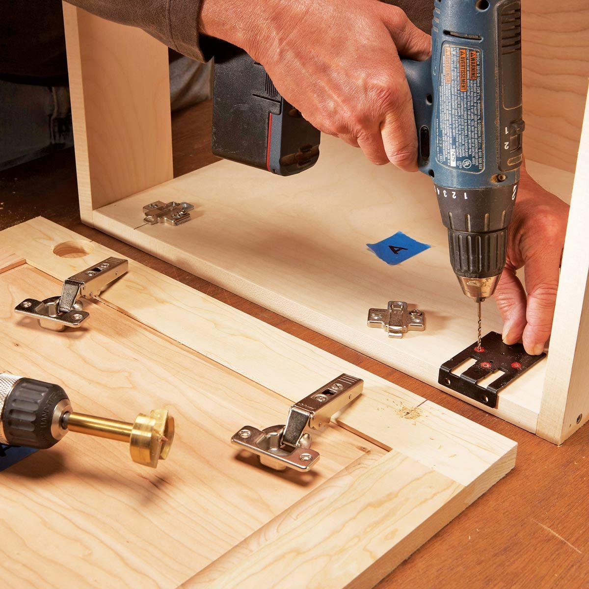 Drill shallow starter holes