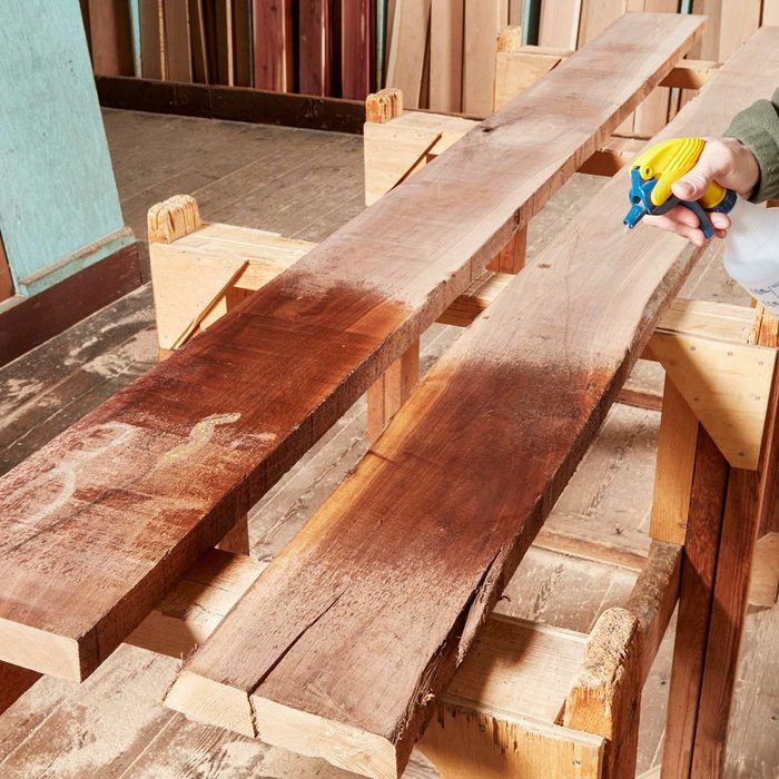 check wood lumber color with water