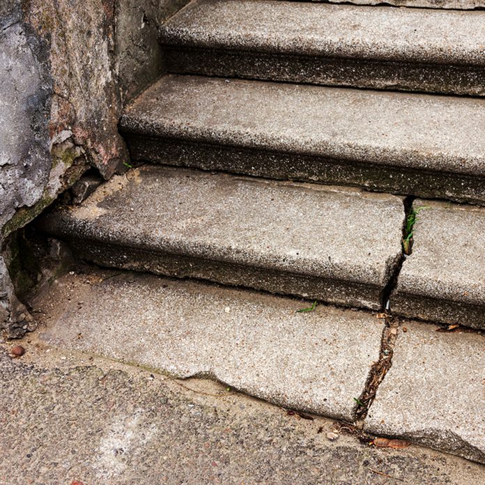 Cracked concrete steps