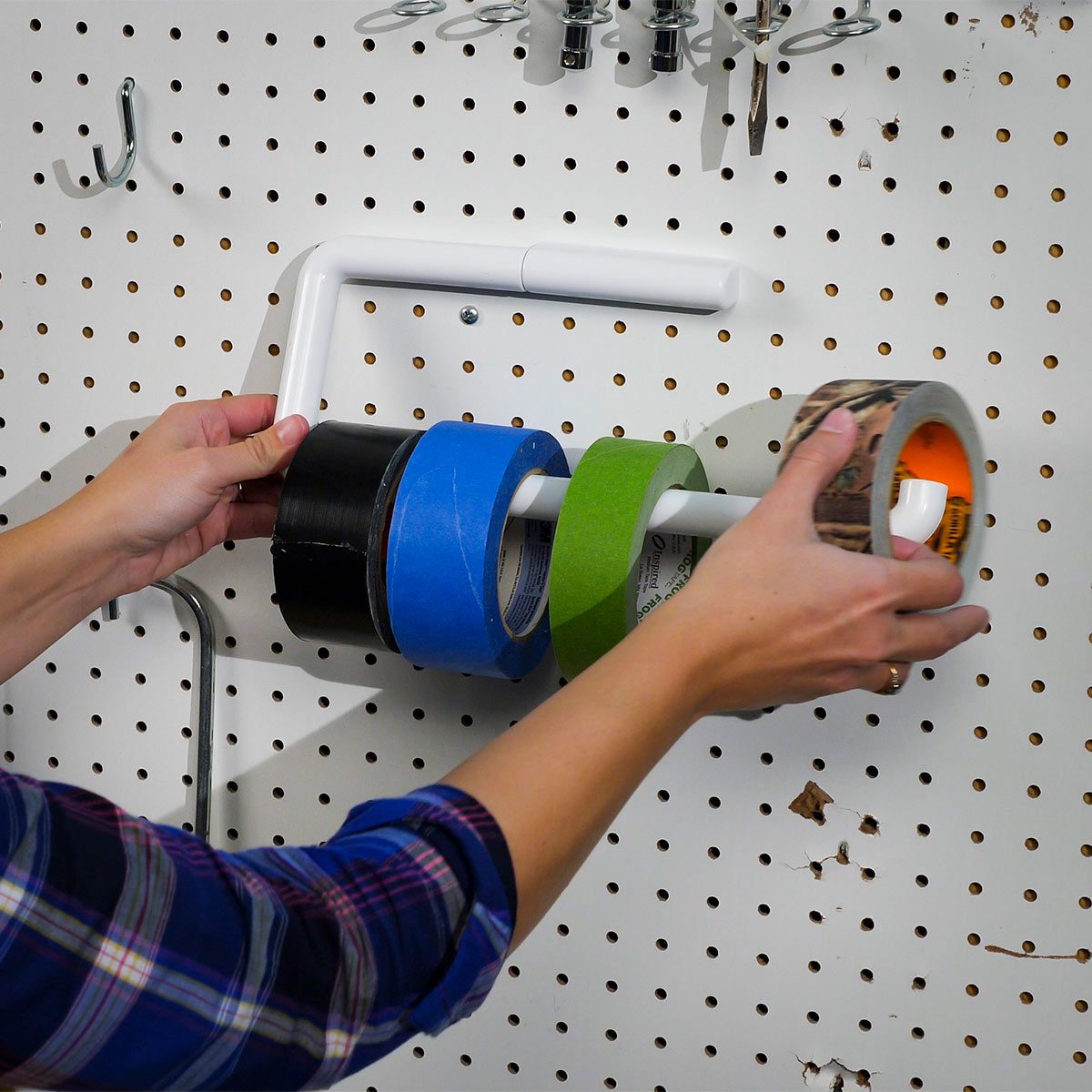 Paper Towel Holder Tape Storage