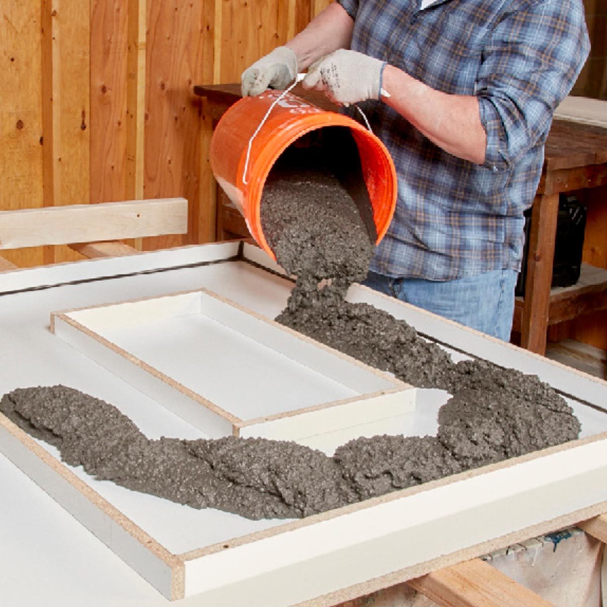 filling concrete form