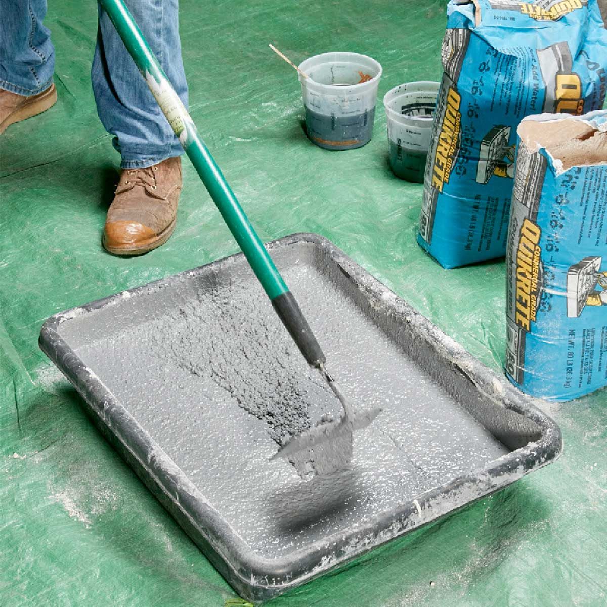 mixing concrete