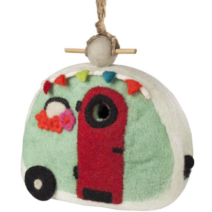 felt wool camper birdhouse