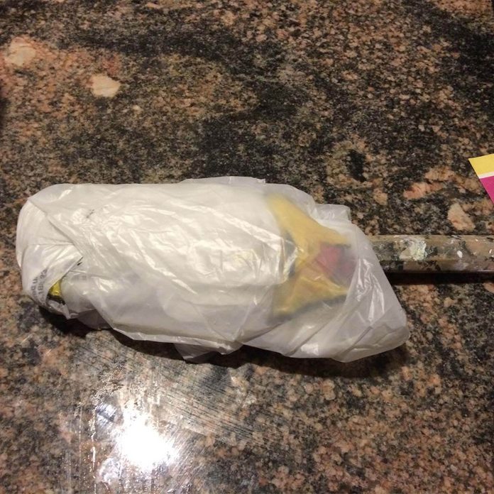 plastic bag paintbrush cover