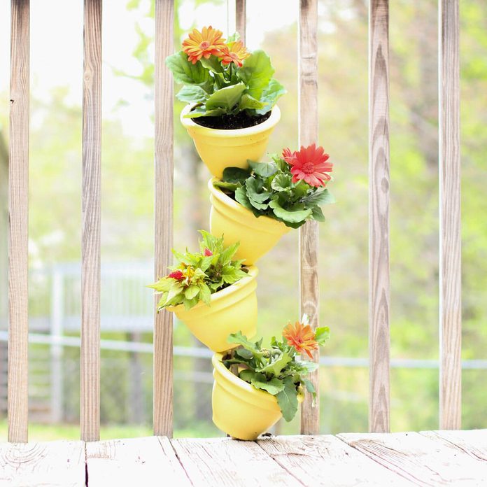 small pot flower tower