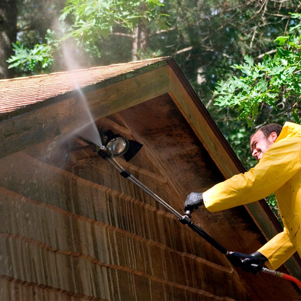 pressure washing house