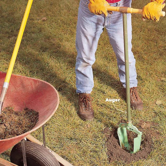 auger-type diggers digging hole