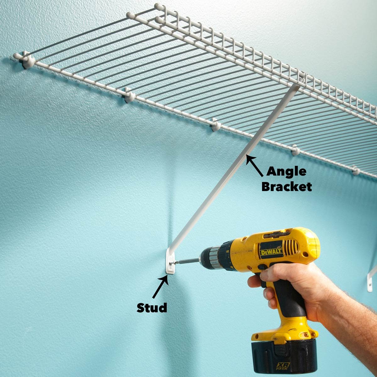 Angle bracket wire shelving