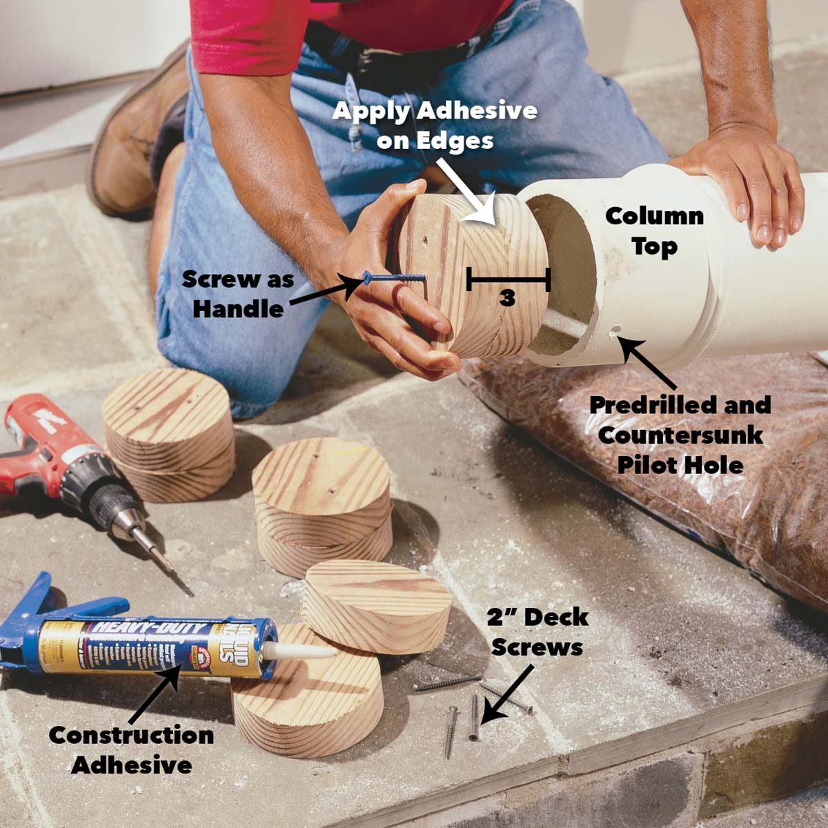 wood plugs in columns pergola