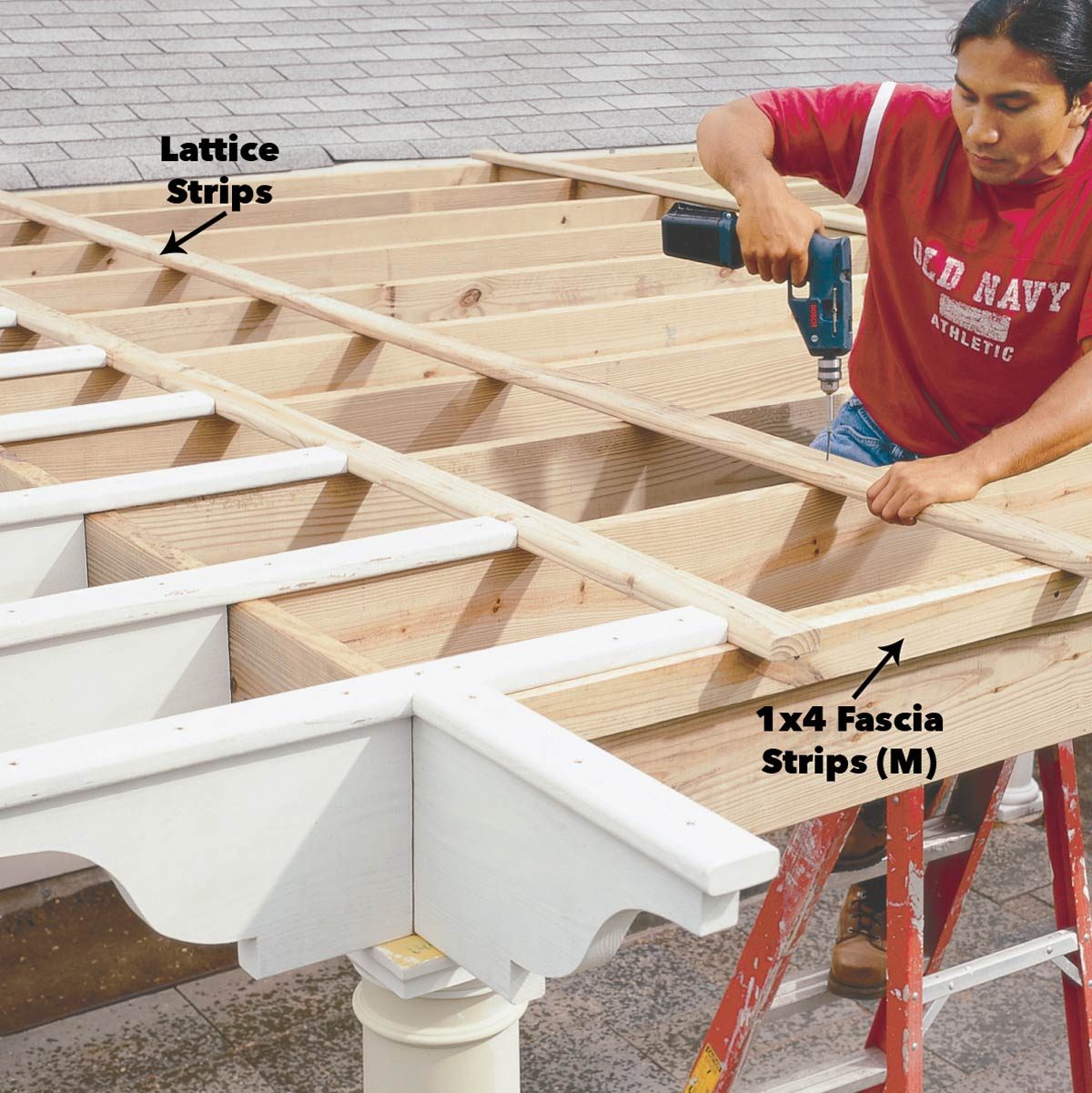 attach lattice pergola 