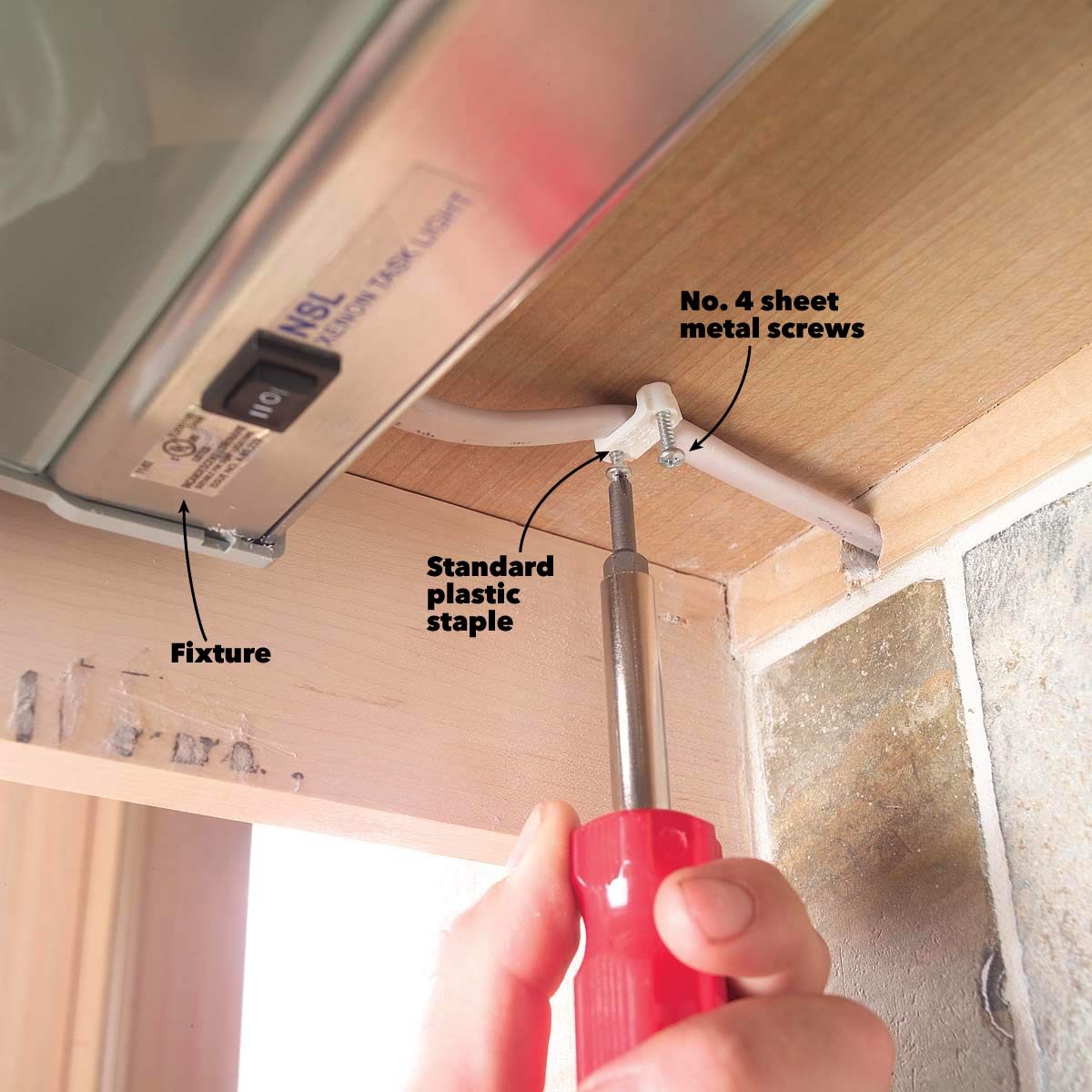 under cabinet lighting attach fixture