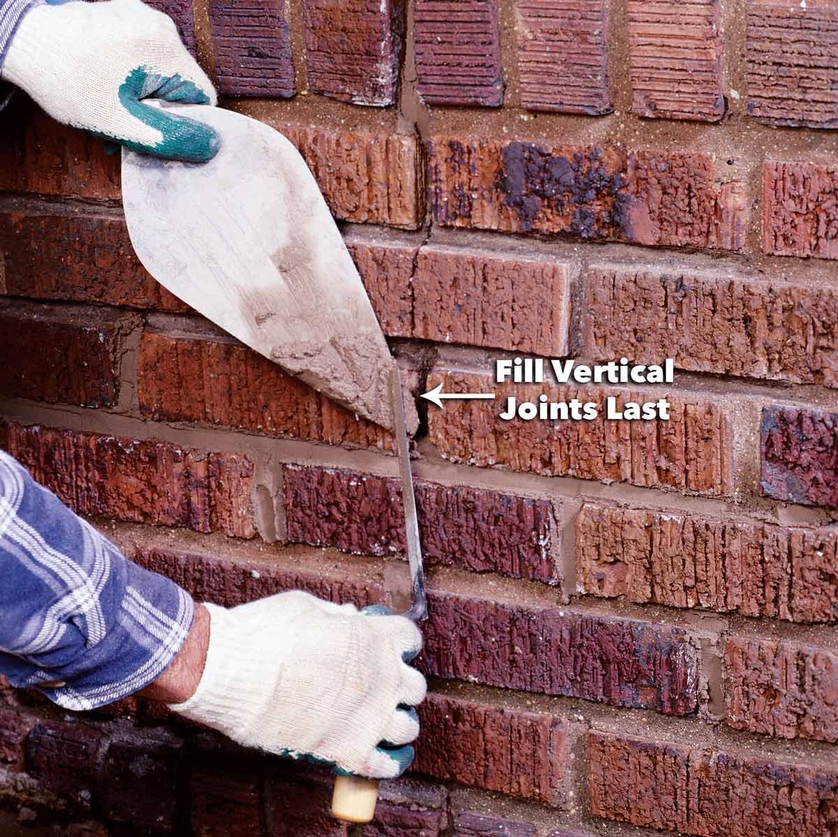 fill vertical mortar joints last