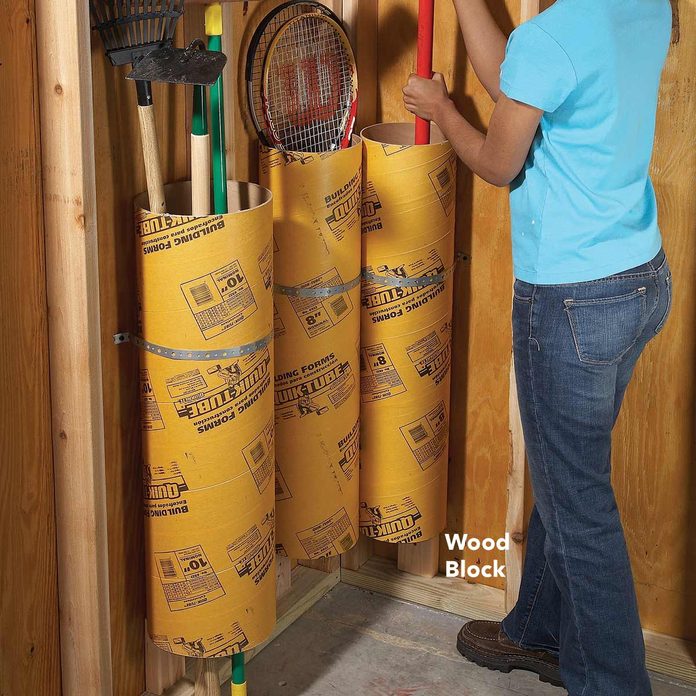 garage tool storage cardboard concrete forming tubes