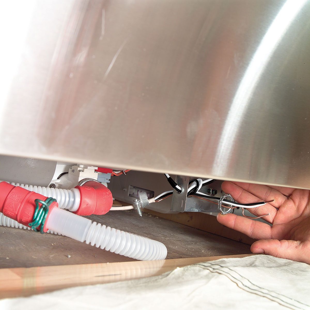 How To Replace A Dishwasher finish the drain and electrical connections