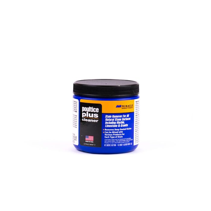 A round container labeled 