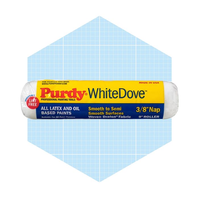 A paint roller labeled 