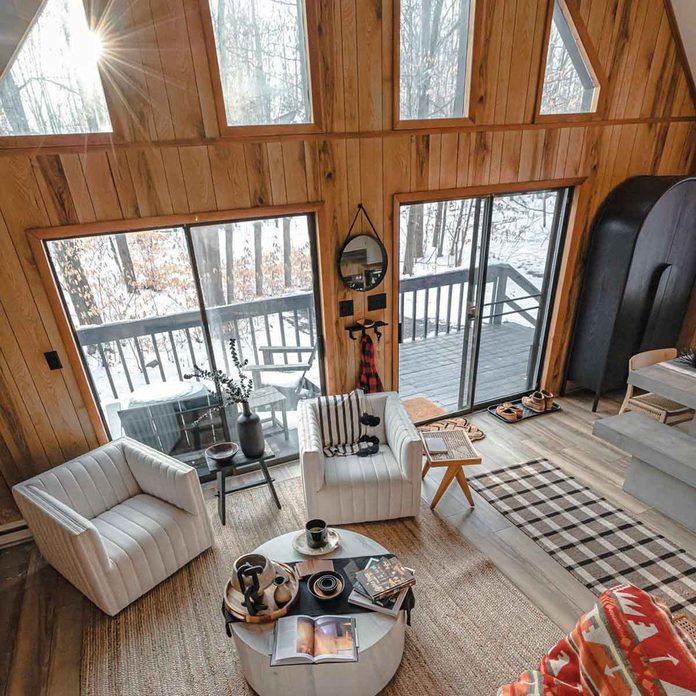bright cabin wood panels