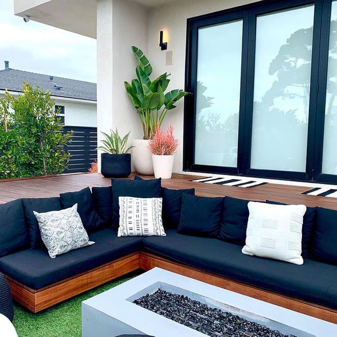 deck decorating with potted plants