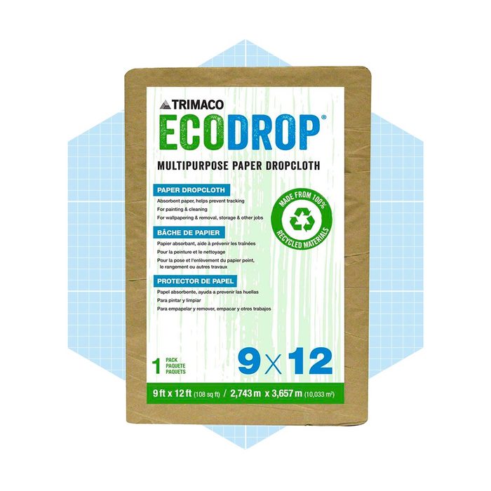 A rectangular paper drop cloth is displayed, labeled as 