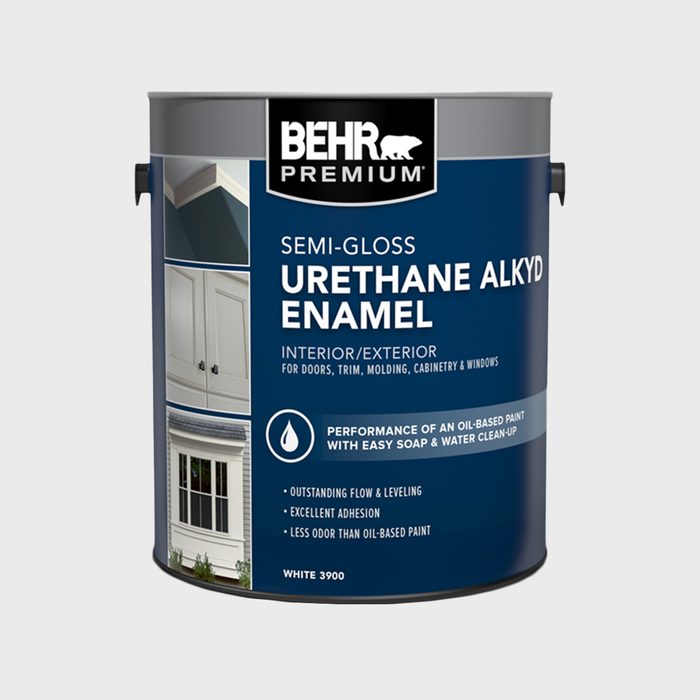 A paint can labeled 