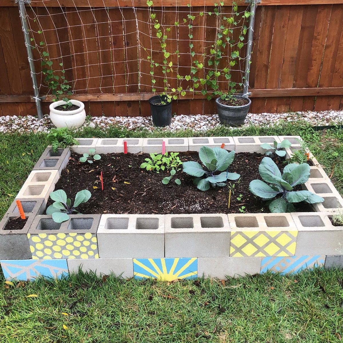 Cinder Block Raised Garden Bed Courtesy Myfirstbackyard Instagram