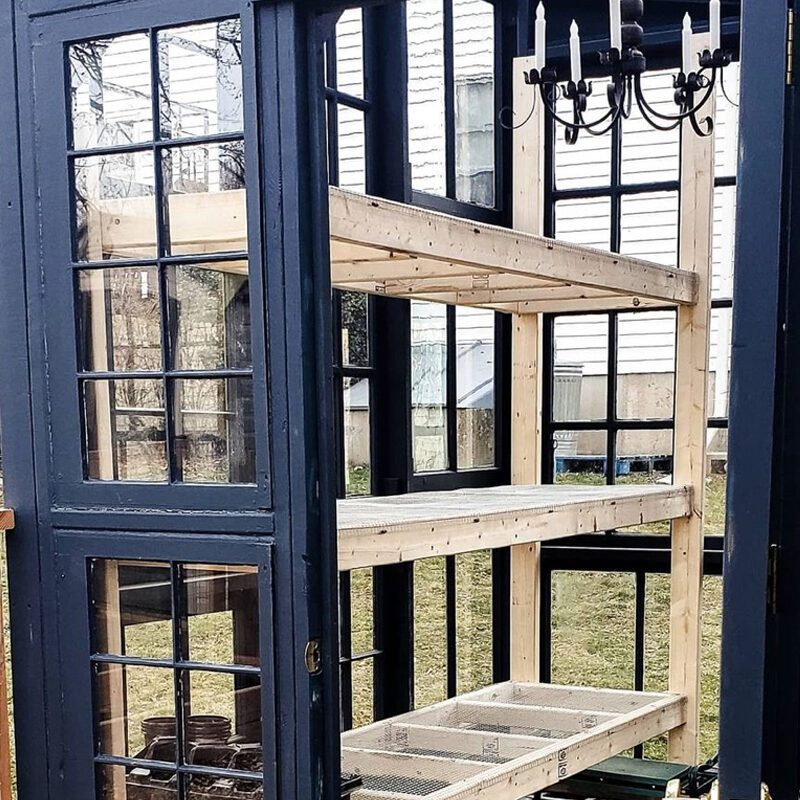 Wire Mesh Greenhouse Shelving Courtesy @modernminihomestead Via Instagram