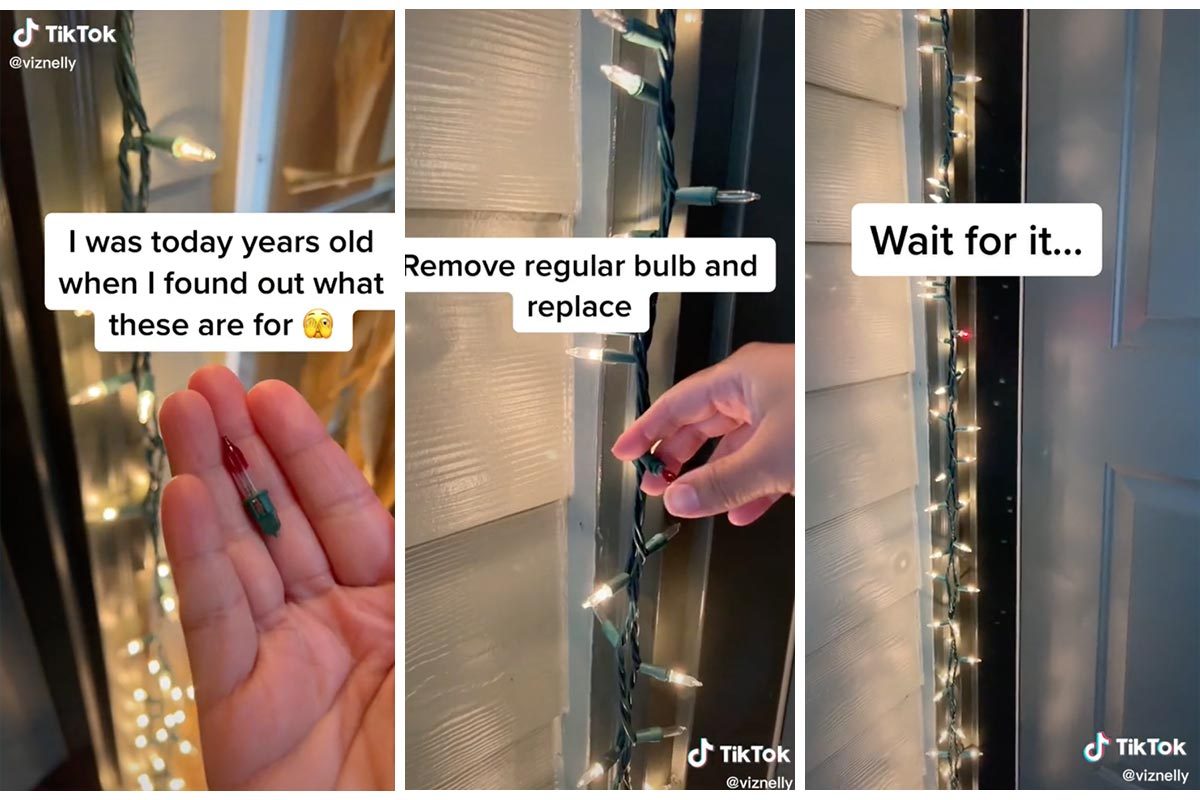 Blinking Christmas Hack with a Red tip bulb via VizNelly Tiktok