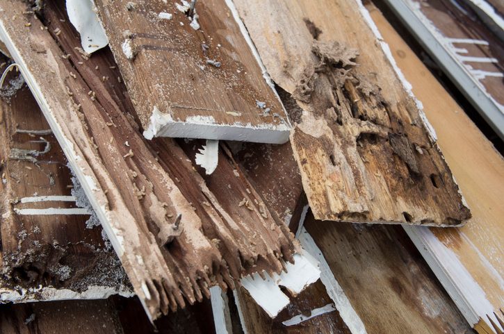 termite damage rotten wood nest