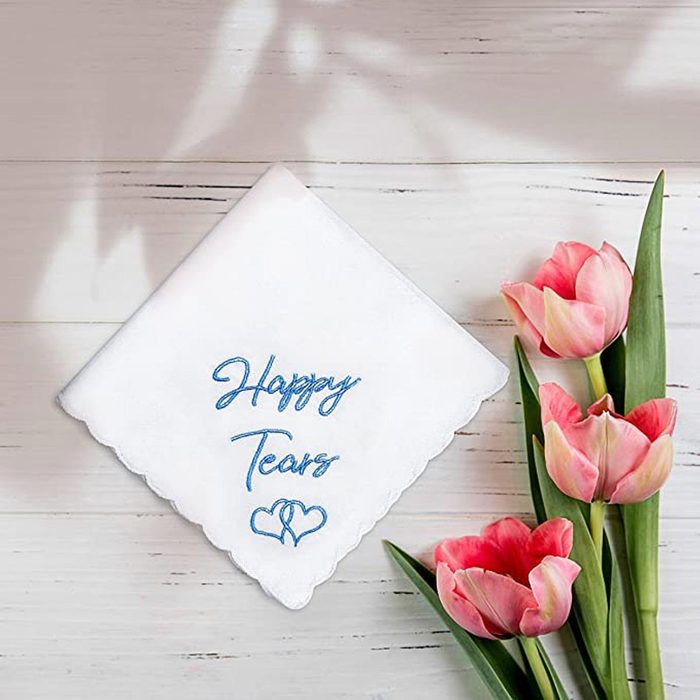 A white handkerchief with 