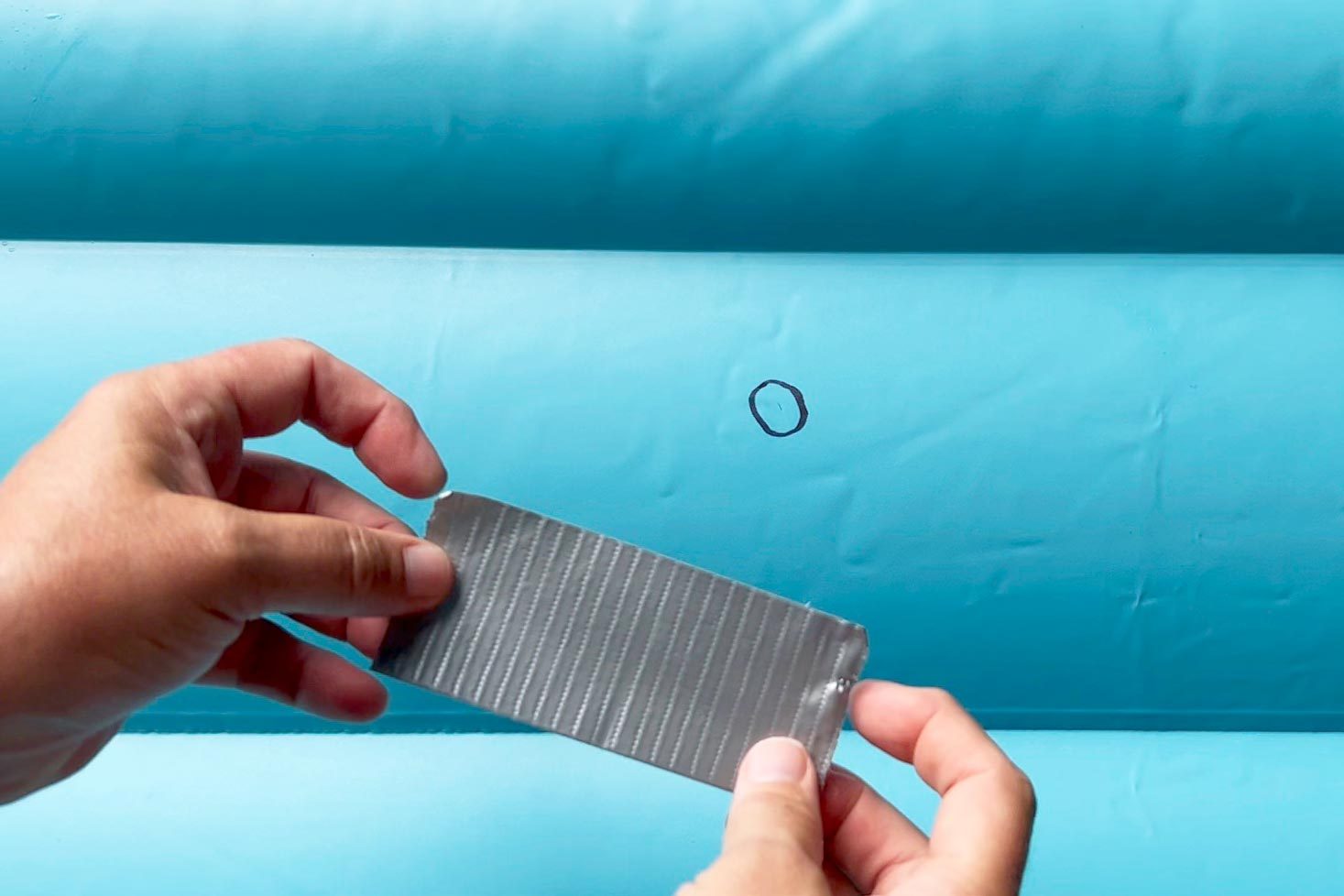 putting duct tape on air mattress 