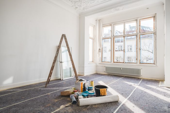 renovation concept - room in old building during restoration
