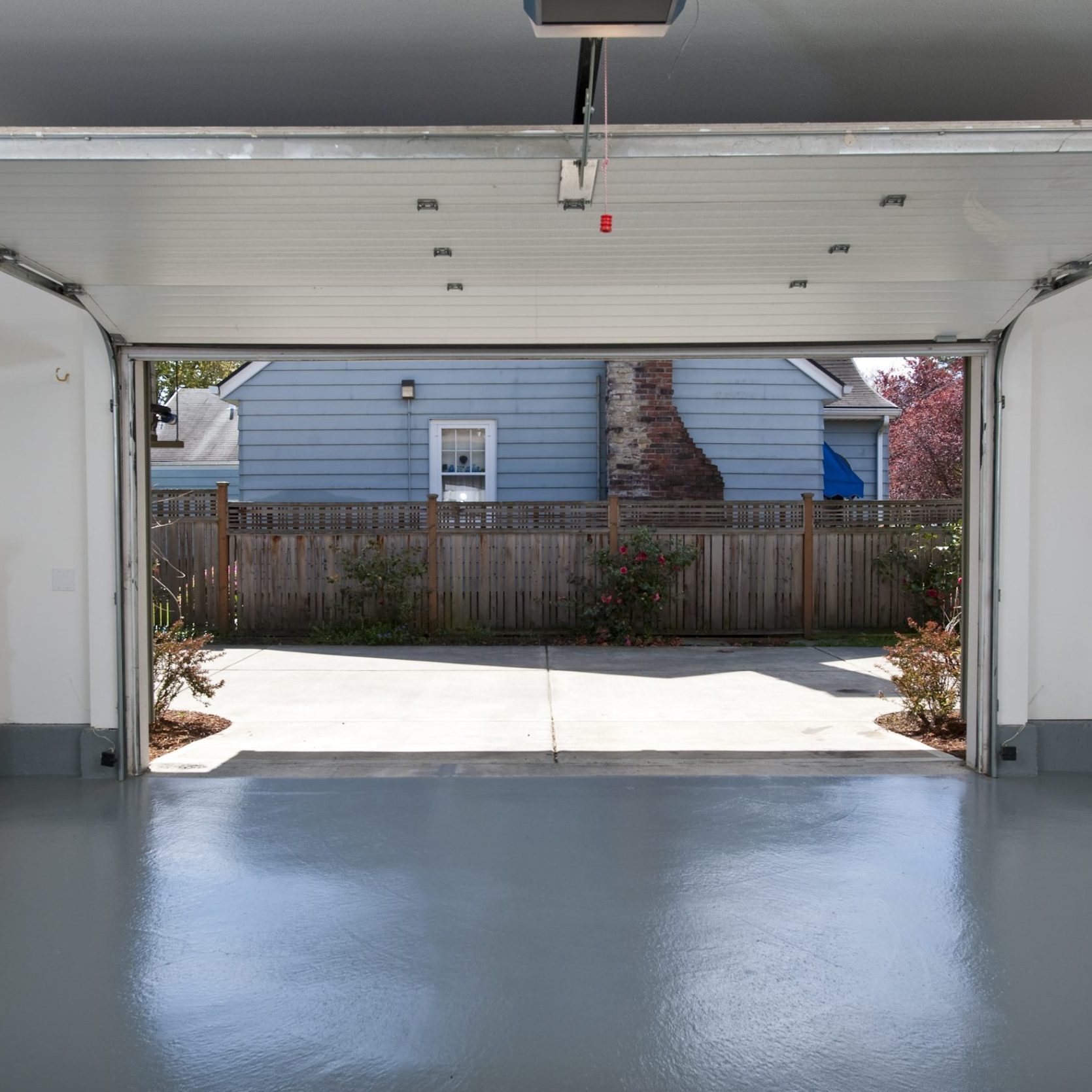 Clean garage with enamel paint on floor