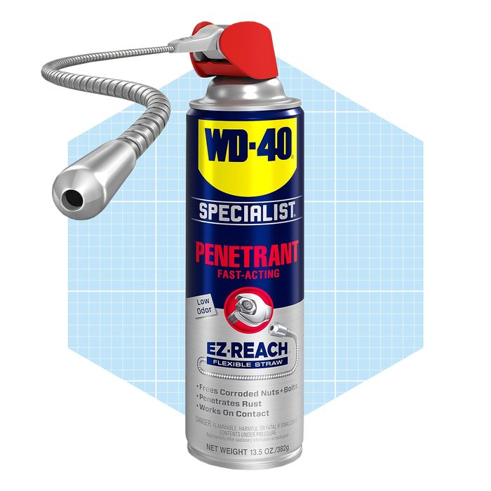 A spray can labeled 