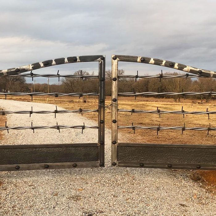 Rustic Oversize Barbwire Gate Courtesy The_Iron_Anvil Instagram