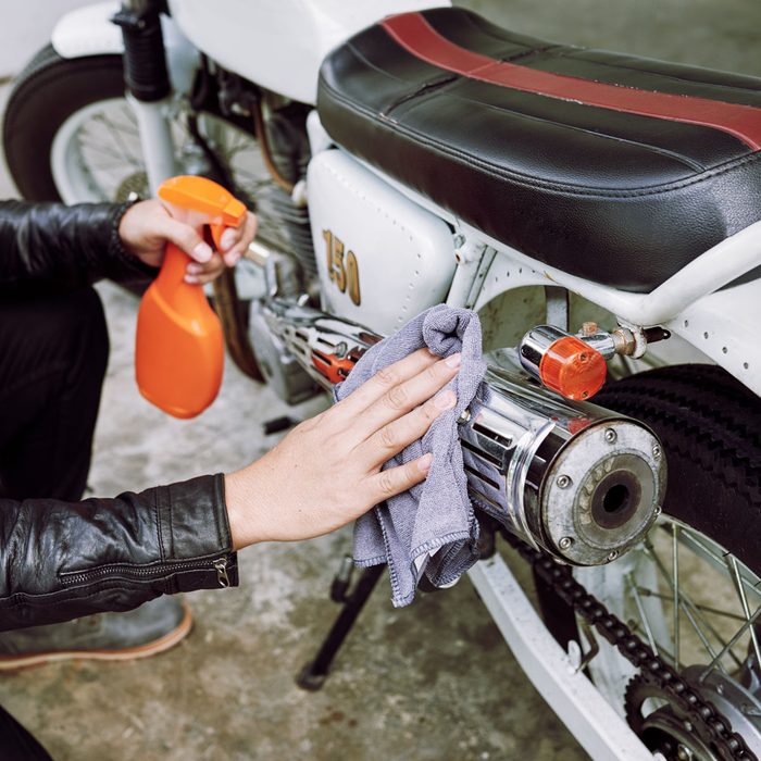 Wiping Dirt From Motorcycle