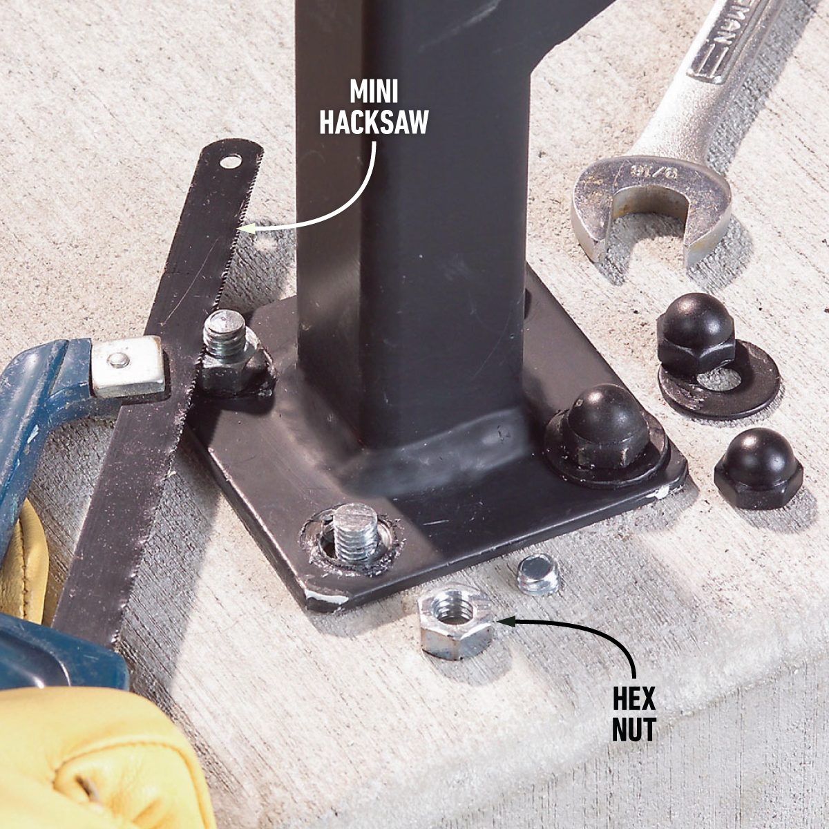 How To Install An Outdoor Stair Railing On Concrete Steps Trim The Bolts