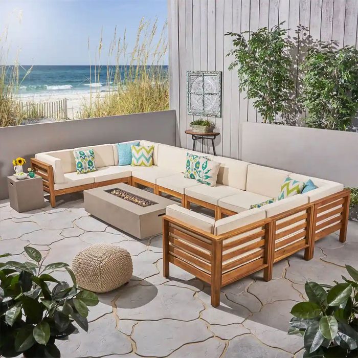 Christopher Knight Home Acacia Wood Sectional Sofa Set
