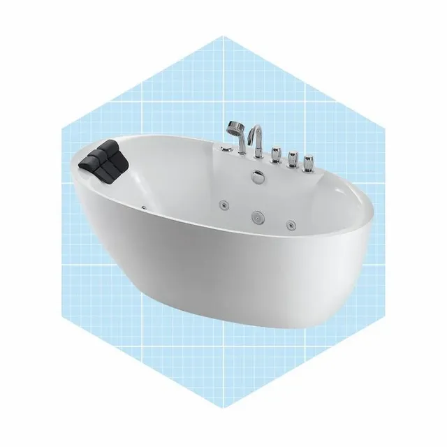 Freestanding Whirlpool Acrylic Bathtub With Faucet Ecomm Wayfair