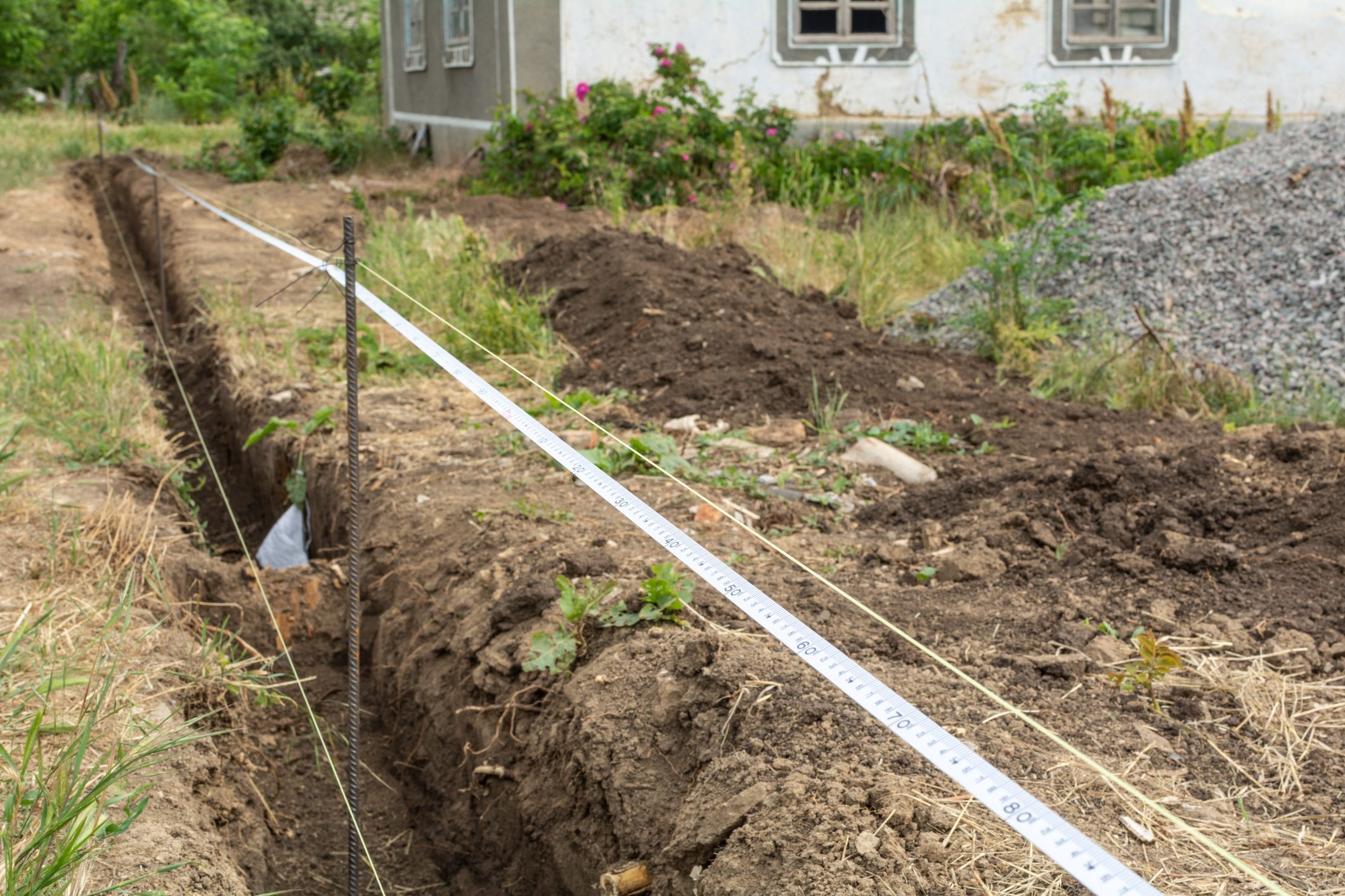 Layout of the foundation for the fence