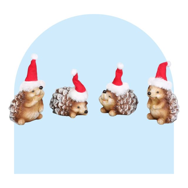 Decorating With Woodland Animals For Christmas You Need These Cuties Asap Small Pinecone Back Hedgehogs With Santa Hats
