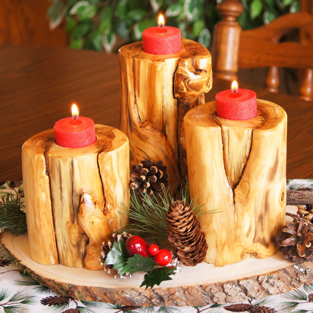 Tree Stump Candle Holders