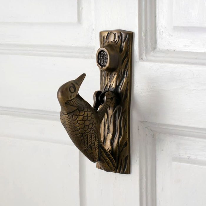 Antique Brass Woodpecker Door Knocker
