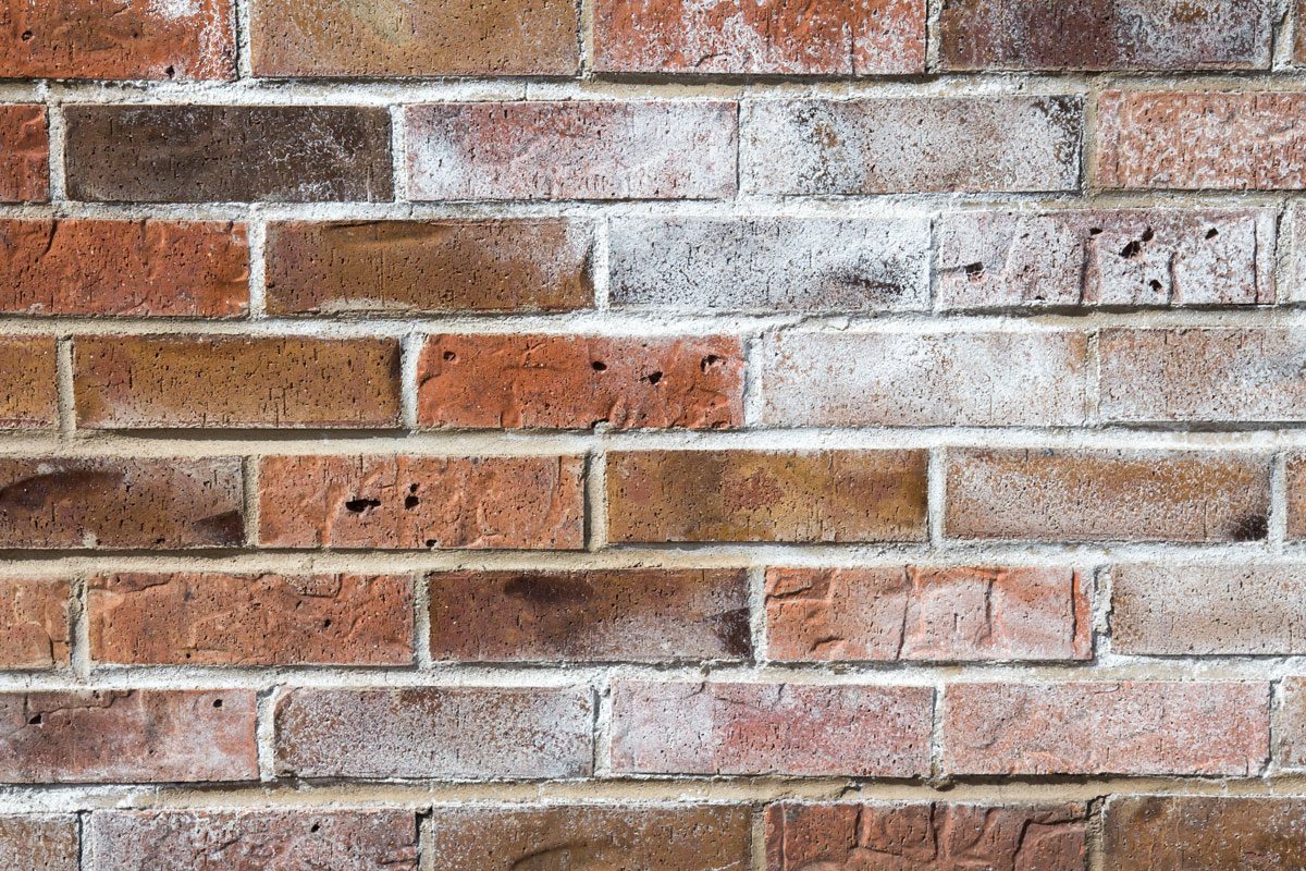 Efflorescence On Red Brick Wall