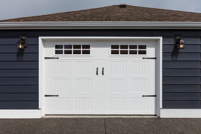 Straight on perspective of a remodeled garage with windows