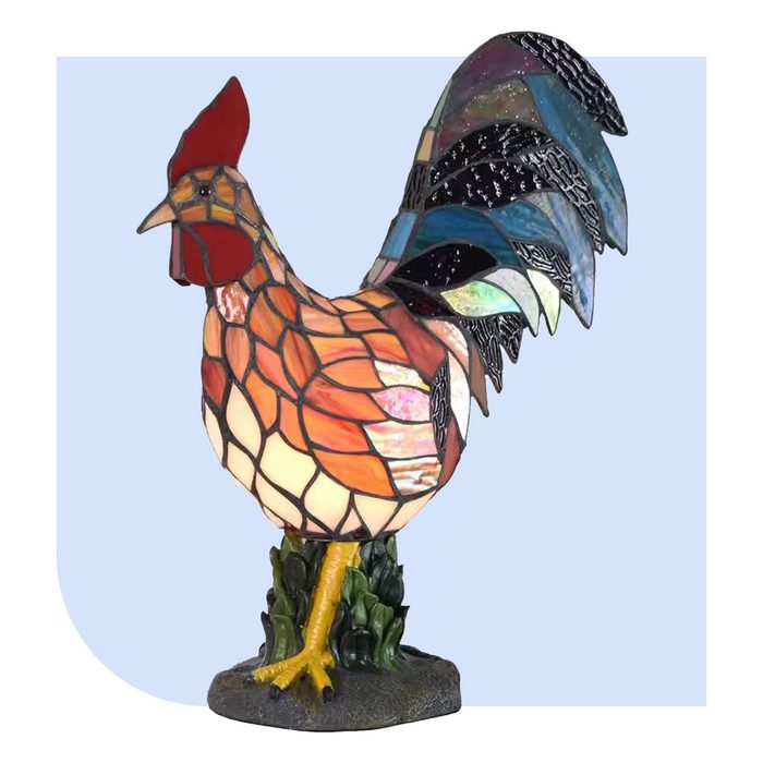Dale Tiffany Tall Morning Rooster Stained Glass Accent Lamp
